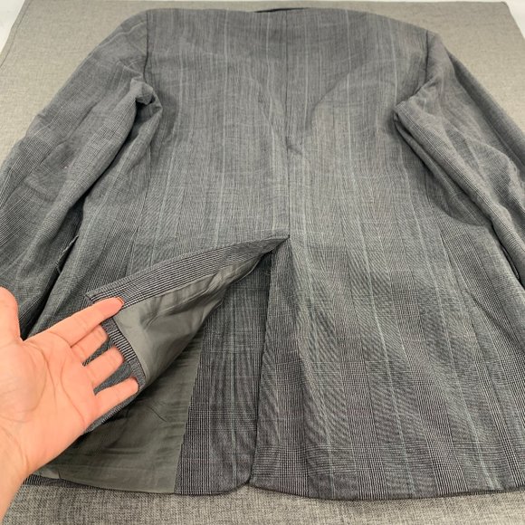 Vintage Mens Towncraft Suit Wool Blazer Cream Black 2 Button Size 42L W36 Jacket - Picture 8 of 16